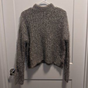Fuzzy Cropped Grey Sweater